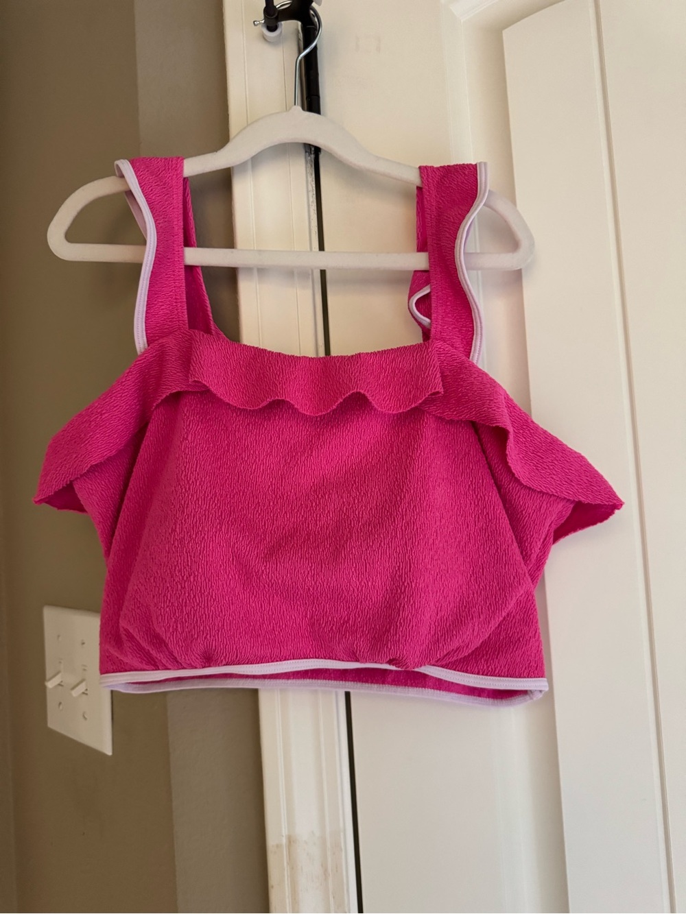 Pink Lily Hot Pink Ruffle Bikini Top